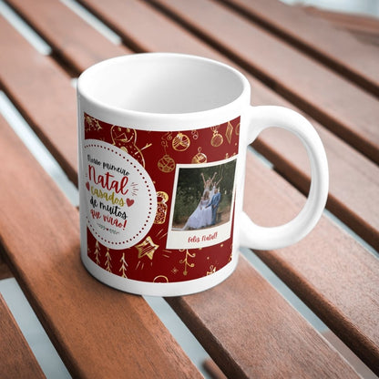 🎄 Caneca “Nosso Primeiro Natal Casados” – Edição Especial Personalizada 💑